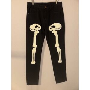 Skeleton‎ Bone Embellished Black Jeans Sz 32